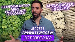 ACTU TERRITORIALE OCTOBRE 2023  planification écologique autonomie de la Corse [upl. by Shaughn]