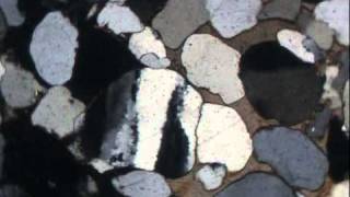 Calcite cement in aeolian sandstone XPL [upl. by Kawai]