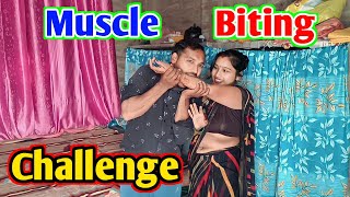 Muscle Biting challenge ll biting challenge husband wife ll funny biting challenge [upl. by Cleary164]