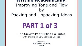 Academic Writing Tutorial Tone Flow amp Packing Ideas Part 1 of 3 [upl. by Ellata]