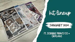 January 2024 Kit Line Up  ScribblePrintsCo  OKPLANS [upl. by Rozanna926]