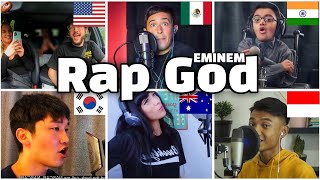 Who sang it better Rap God  US Mexico Indonesia India Australia Korea eminem  lets sing [upl. by Aryas297]