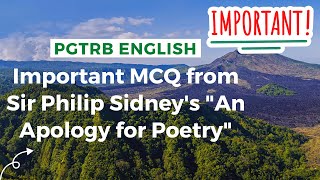 IMPORTANT MCQ from Sir Philip Sidneys quotAn Apology for Poetryquot  PGTRB ENGLISH  Apology for Poetry [upl. by Ardisi]