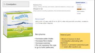 01 constipation movicol macrogol osmotic laxative osce mate [upl. by Atilegna559]