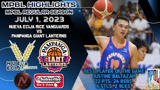 MPBL HIGHLIGHTS NUEVA ECIJA RICE VANGUARDS VS PAMPANGA GIANT LANTERNS JULY 1 2023 [upl. by Lana875]