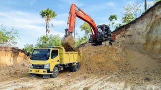 Hitachi ZAXIS 210F amp Dump Trucks Working From Uphill to Moving Dirt  Bukit Indah [upl. by Ardnad789]