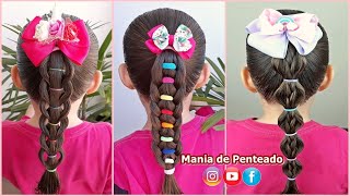 Penteado Infantil com amarração e tranças fáceis para escola [upl. by Nelleyram272]