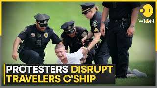 Climate protesters storm 18th green before Scheffler wins Travelers Cship  WION Sports [upl. by Boyes]