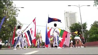 Parade landmark lighting highlights of Aseans 50th year celebration [upl. by Coussoule]