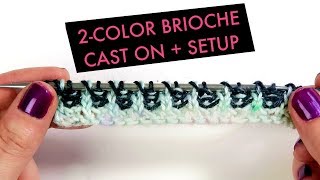 TUTORIAL 2Color Brioche CastOn and Setup [upl. by Nerej]