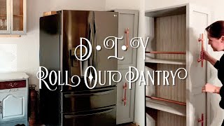 DIY Roll Out Pantry  Copper Pipe Pulls amp Plywood  Easy Pull Out Pantry  Elegant Upgrades [upl. by Mclain44]