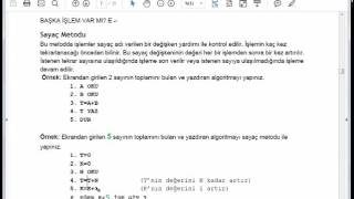 Algoritma Ders 005  Sayaç Metodu [upl. by Imoan]