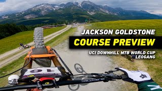 GoPro Jackson Goldstones Course Preview Walkthrough in Leogang  2023 UCI Downhill MTB World Cup [upl. by Adnolaj]