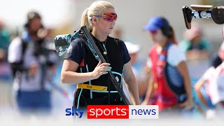 Team GBs Amber Rutter wins silver in the womens skeet shooting [upl. by Attey]