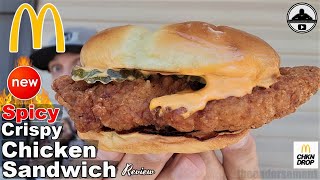 McDonalds® SPICY Crispy Chicken Sandwich Review 🤡🔥🐔🥪  theendorsement [upl. by Retsev]