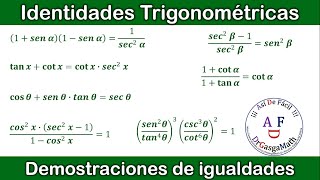 Identidades Trigonométricas  Demostraciones de igualdades  7 Ejercicios [upl. by Medovich437]