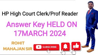 HP High Court ClerkProof Reader Answer key Fully Solved part 1 Held on 17 March 2024 [upl. by Normand]