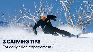 CARVING WITH EARLY EDGE ANGLES  3 skiing tips from a pro [upl. by Ahsitniuq355]