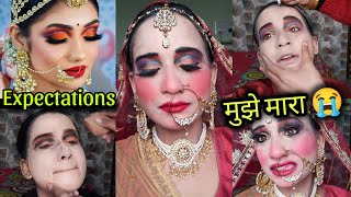 Parlour वाली ने पूरा चेहरा खराब कर दिया😭  i Went To The WORST Reviewed Bridal Makeup Artist [upl. by Namielus]