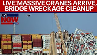 LIVE Baltimore Bridge collapse largest cranes arrive for wreckage cleanup  LiveNOW from FOX [upl. by Gillett]