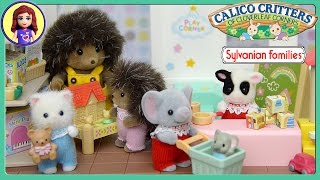 Calico Critters Sylvanian Families Toy Shop Play with new baby critters [upl. by Targett]