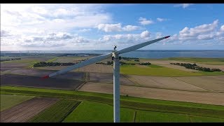 Wind test field Südermarsch Husum with wind turbines Prototypes from the air [upl. by Lora]