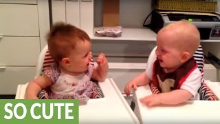 Twin babies engage in hysterical giggling fit [upl. by Bronwyn]