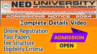 NED University Karachi Admission 2024  NED University  NED University Fee Structure [upl. by Arndt268]