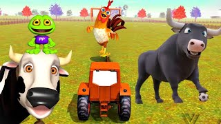 El Pollito Pìo 3D El Tractor y el Dinosaurio Parte1105 El Pollito y El Tractor de la Granja Juego [upl. by Dijam270]