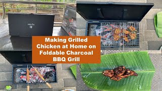 Grilled Chicken Foldable Charcoal BBQ Grill  How to make grilled chicken at home [upl. by Eednim]