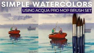 PAINTING SIMPLE WATERCOLORS  Review of Stationeries Aqua Pro Mop brushes  VanidasMangathilArt [upl. by Animar81]