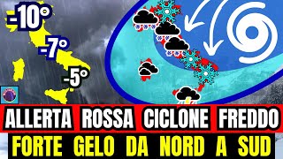 METEO ITALIA ALLERTA ROSSA GRAVE LE ZONE COLPITE DAL CICLONE FREDDO GIULIACCI GELO DA NORD A SUD [upl. by Kellene906]