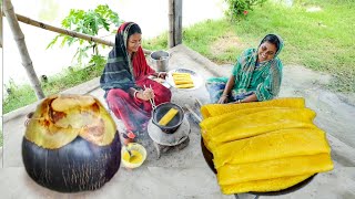 বর্ষাকালে বৃষ্টির দিনে নরম তুলতুলে তালের পাটিসাপটা পিঠা বানালাম  bengali pitha recipe [upl. by Rehpotsirahc]