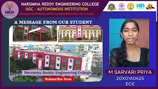 Student Testimonial  M Sarvani Priya  ECE  Placements  Narsimha Reddy Engineering College [upl. by Sada]