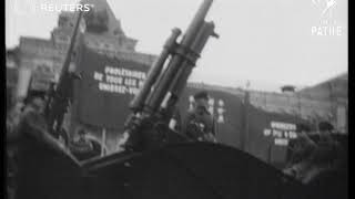 USSR  POLITICS Kliment Voroshilov reviews military parade in Red Square 1936 [upl. by Eceryt]