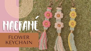 MACRAME FLOWER KEYCHAIN  Llavero Flor [upl. by Miehar615]