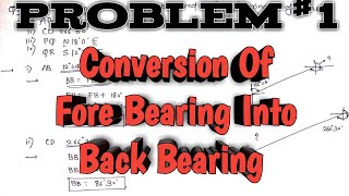 Problem On Fore Bearing To Back Bearing  Compass Surveying  HINDI [upl. by Braeunig369]