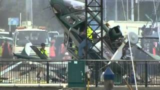 HELICOPTER CRASH Chopper hits scaffolding in New Zealand [upl. by Embry]