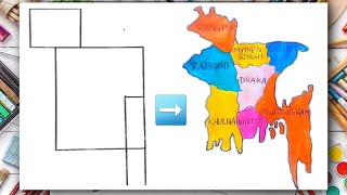 How to draw Bangladesh Map Easily in 2024🇧🇩🗺️ [upl. by Emelen71]