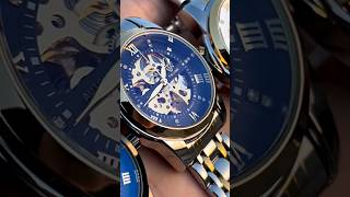 TEVISE T9005D Blue Face Luminous Hands Mechanical Watch Review  Waterproof Men’s Watch 2024 [upl. by Ebehp971]