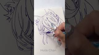 Sketching ASMR with New Glass Pen shorts hutachan [upl. by Brockie]