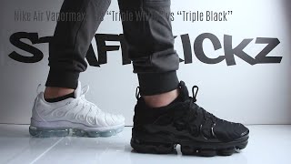 Nike Air Vapormax Plus Triple White vs Triple Black  On Feet Comparison [upl. by Minetta884]