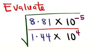 Indices Evaluate sqrt881x105 ÷ sqrt144x104 [upl. by Kowalski]