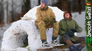 Winter Camping in a Quinzee Survival Shelter  How to build one [upl. by Faux]