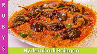 Baingan Hyderabadi Style Stuffed Masala Eggplant Recipe in Urdu Hindi  RKK [upl. by Ahsiek]