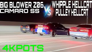 2RACES WHIPPLE HELLCAT VS MAGGY 2650 C7 Z06 amp CAMARO SS VS PULLEY HELLCAT 4KPOTS mexico racing [upl. by Nueovas]