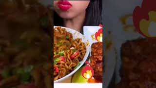 Black bean noodles 🍜🍜🍜and chicken mukbang asmr [upl. by Marissa509]