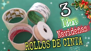 3 Bellísimos ADORNOS NAVIDEÑOS Reutilizando ROLLOS DE CINTAS Adhesivas Fácil de Hacer 👌 [upl. by Benjamin275]