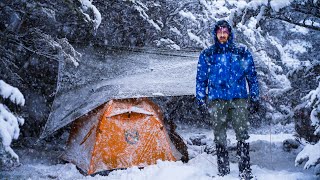 CAMPING in a Blizzard  Winter SNOWSTORM  Tent Camp in Heavy Snow [upl. by Erda290]