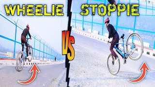 WHEELIE VS STOPIE Chalenge 😱cycle stunt challenge  cycle stunt cyclestunt [upl. by Llenrrad]